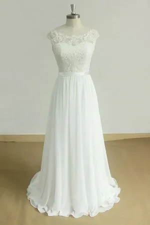 A-line Jewel Neck Short Sleeves Floor-length Tulle Bridal Attire With Lace