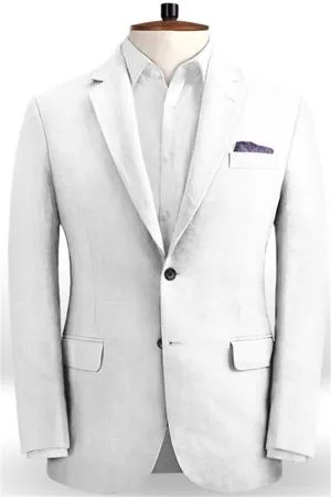 White Linen Summer Groom Tuxedos