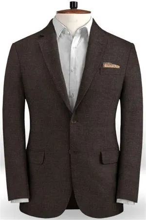 Brown Linen Slim Fit Men Suits