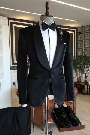 Velvet Slim Fit Wedding Tuxedo with Shawl Lapel