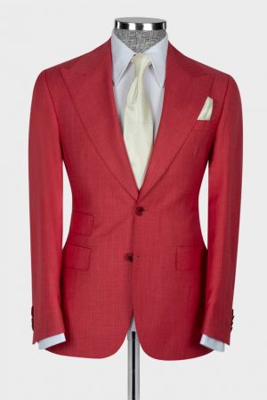 Red Peaked Lapel Business Men Suit