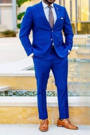 Royal Blue Peaked Lapel Wedding Suit