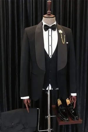 Black Shawl Lapel Wedding Men Suit