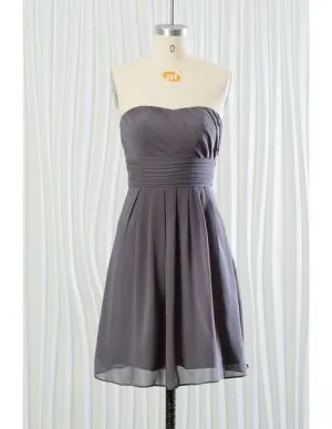 A-line Strapless Sleeveless Mini 100D Chiffon Bridesmaid Dress With Bow
