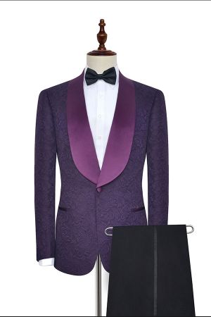 Dark Purple One Button Wedding Tuxedos