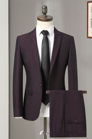 Purple Slim Fit Business Suit