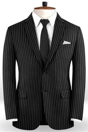 Black Striped Two Piece Wedding Business Men Suits