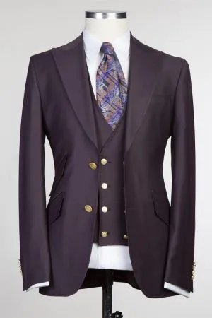 Caleb Elegant Dark Purple Eggplant Slim Fit 3-Piece Suit