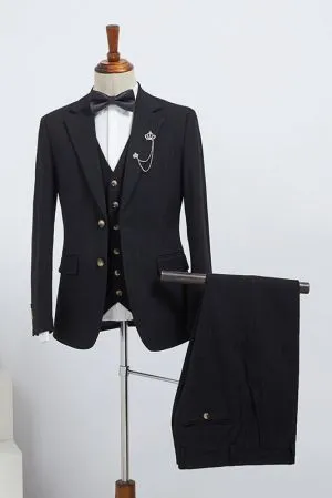 Black Striped Tailored Business Suit For Men