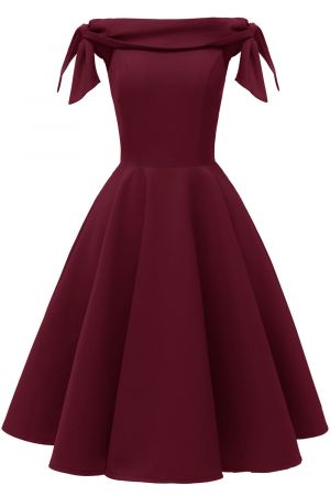 A-line Bateau Neck Cap Sleeves Knee-length Satin Chiffon Cocktail Party Dress