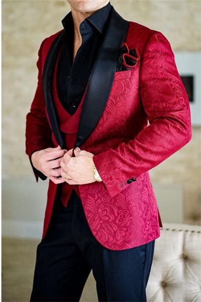 Red Jacquard Dinner Jacket