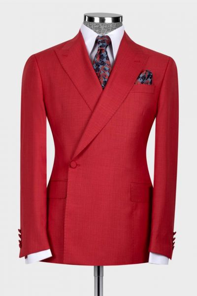 Red One Button Two Pieces Prom Men Suit
