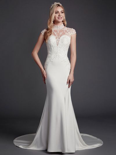 Mermaid Sleeveless Court Train Lace Bridal Gown With Beading