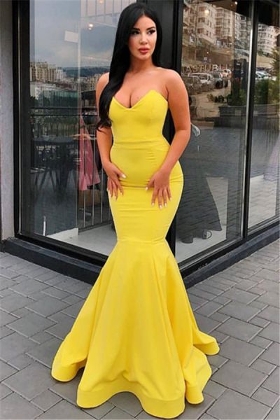 Mermaid Sweetheart Neck Sleeveless Floor-length Stretch Satin Evening Gown