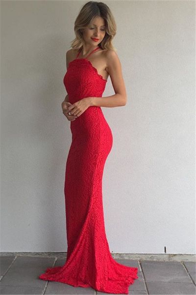 Column Spaghetti Straps Sleeveless Floor-length Evening Dress With Lace
