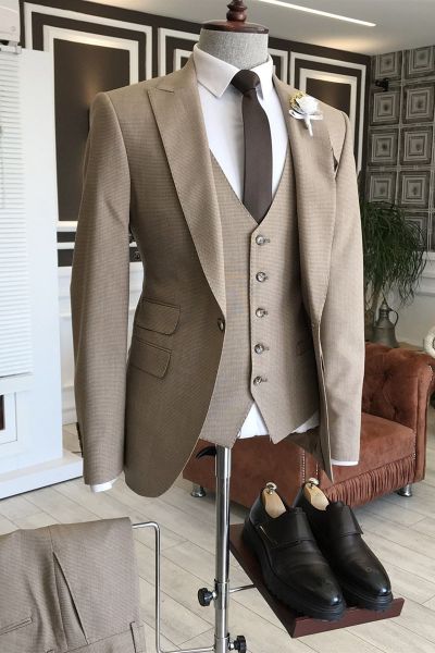 Light Brown Slim Fit Business Suit