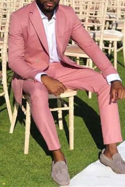 Pink Notched Lapel Two-Piece Prom Suit