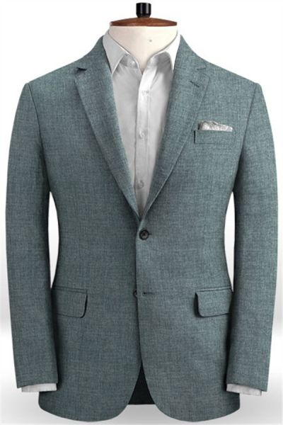 Dusty Blue Linen Men Suits