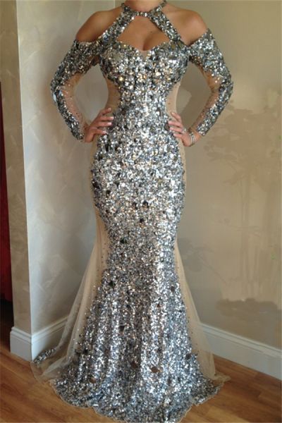 Mermaid Halter-neck Sweep / Brush Train Tulle Evening Dress With Crystal