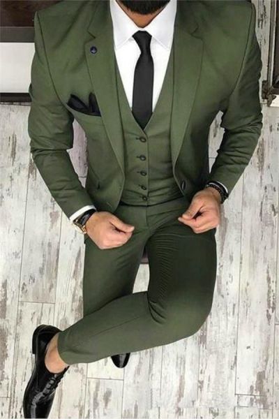 Olive Slim Fit Prom Suit