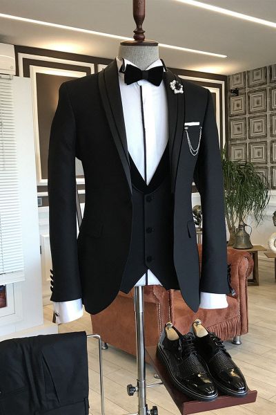 Black Shawl Lapel Wedding Suit