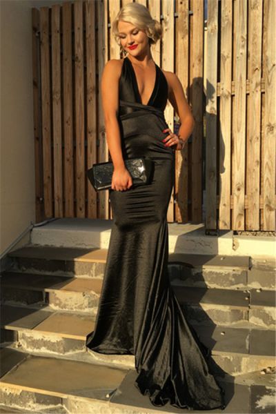 Mermaid V-neck Sleeveless Floor-length Evening Dress