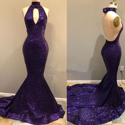 Mermaid Sleeveless Sweep / Brush Train Evening Dress With Sequins