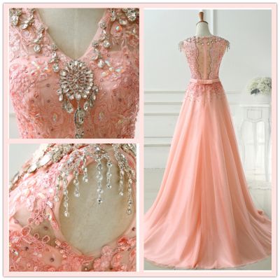 A-line V-neck Sleeveless Floor-length Tulle Evening Gown With Lace