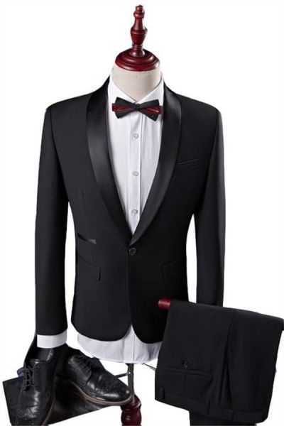 Black Groom Tuxedos with Shawl Lapel