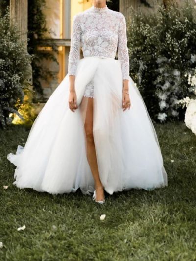 Ball Gown Floor-length Tulle Bridal Dress With Lace