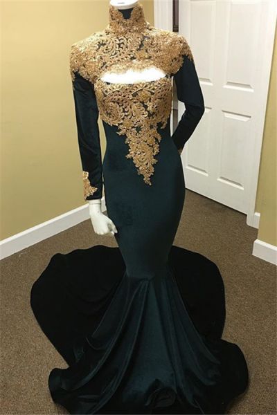 Mermaid High Neck Court Train Evening Gown With Lace