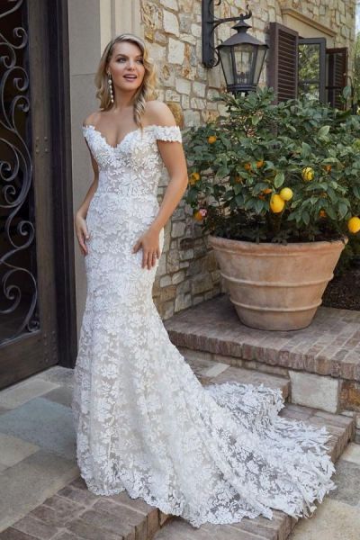 Mermaid Sweetheart Neck Sleeveless Chapel Train Lace Bridal Dress With Lace