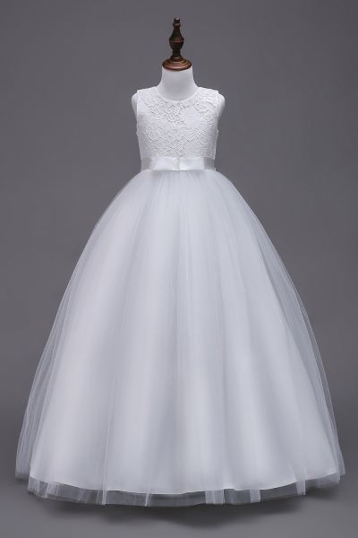 A-line Jewel Neck Sleeveless Floor-length Flower Girl Dress