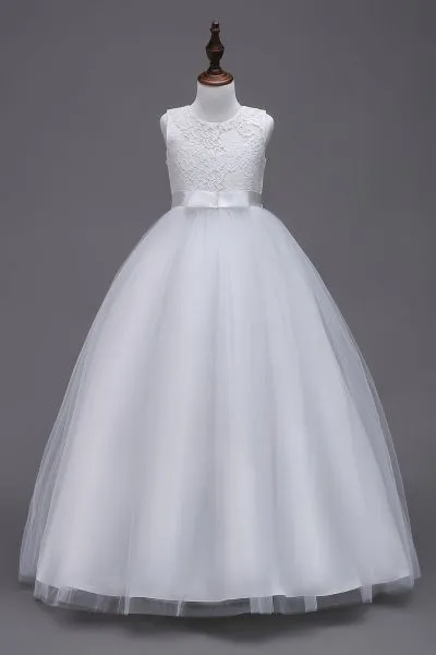 A-line Jewel Neck Sleeveless Floor-length Flower Girl Dress