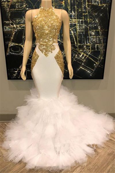 Mermaid High Neck Sleeveless Sweep / Brush Train Tulle Formal Dress With Lace