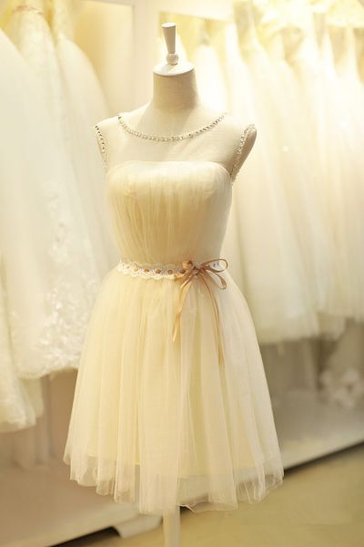 A-line Sleeveless Mini Tulle Party Dress With Crystal