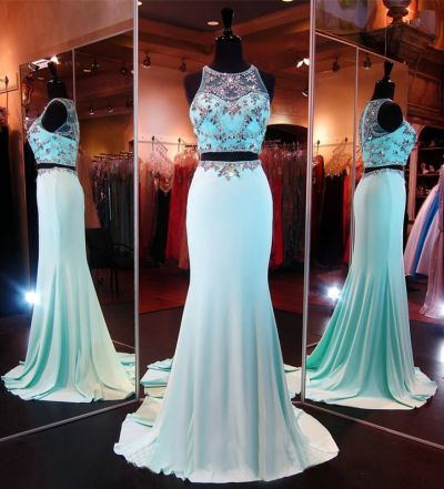 Mermaid Sleeveless Sweep / Brush Train Evening Dress With Beading