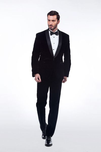 Black Velvet Mens Suits for Winter