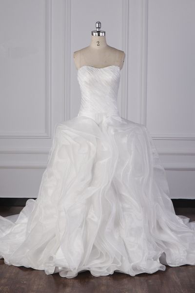Strapless Sweetheart Neck Sleeveless Floor-length Organza Bridal Dress With Ruffles