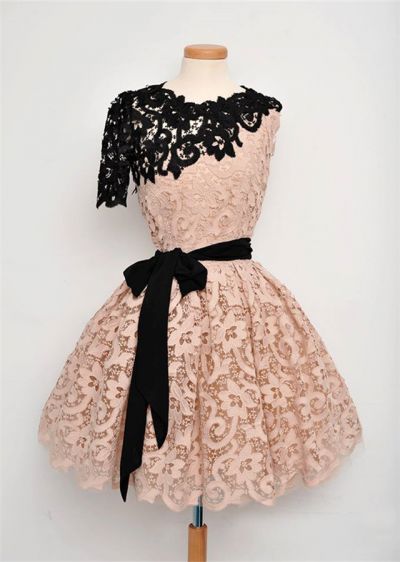 A-line Jewel Neck Short Sleeves Mini Party Dress With Lace