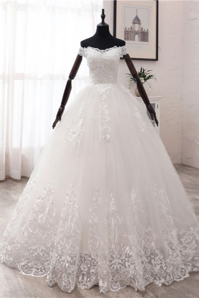 Sweetheart Neck Bateau Neck Sleeveless Floor-length Tulle Wedding Gown With Appliques