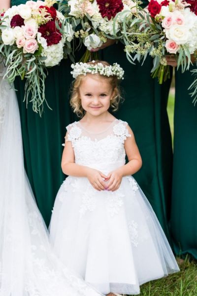 A-line Jewel Neck Sleeveless Lace Flower Girl Dress With Lace