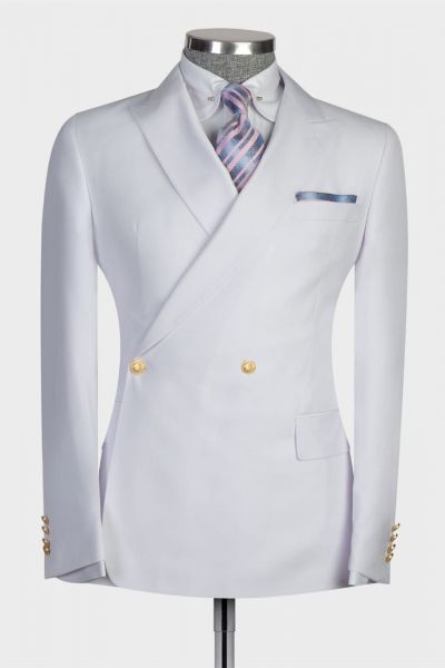 White Double Breasted Slim Fit Bespoke Prom Men Suit