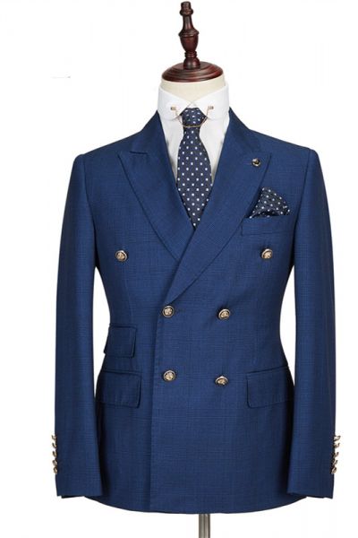 Dark Blue Double Breasted Formal Men's Suit