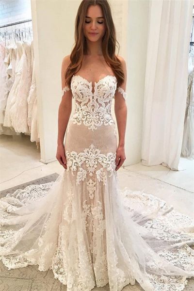 Mermaid Sweetheart Neck Sleeveless Floor-length Tulle Wedding Gown With Appliques