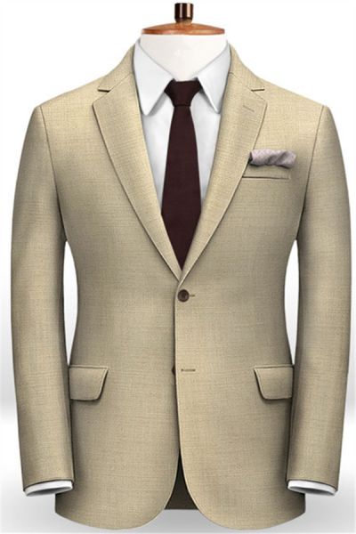 Slim Fit Khaki Checker Tuxedo for Wedding Groom Men
