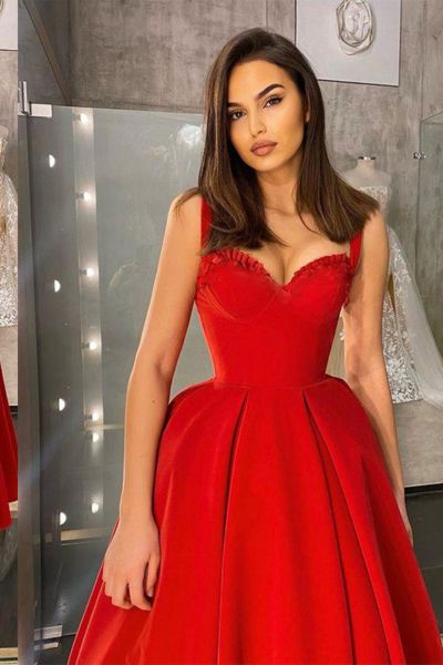 Column Spaghetti Straps Sweetheart Neck Sleeveless Ankle-length Homecoming Gown