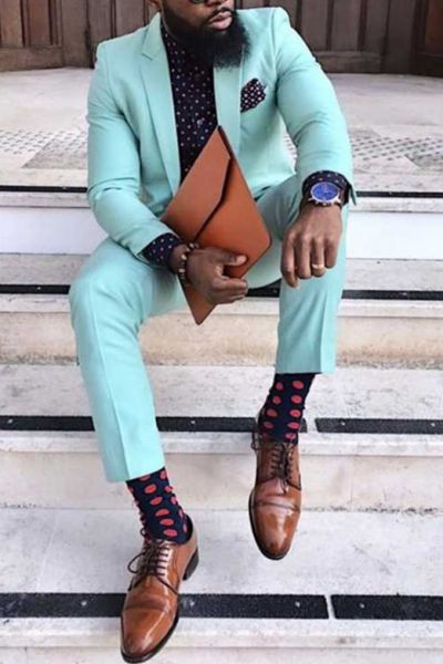 Jade Notched Lapel Prom Suit