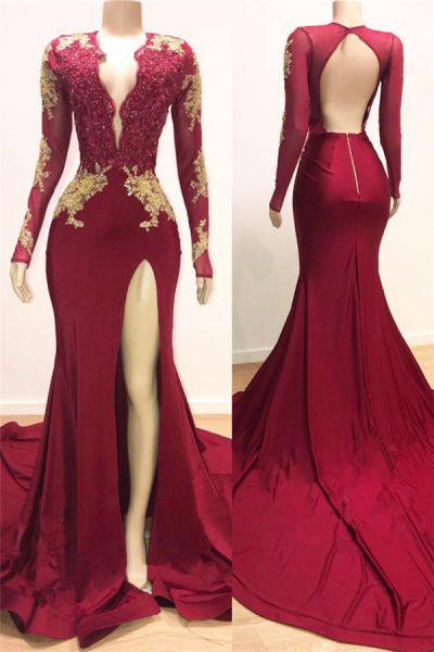 Mermaid V-neck Court Train Evening Dress With Lace