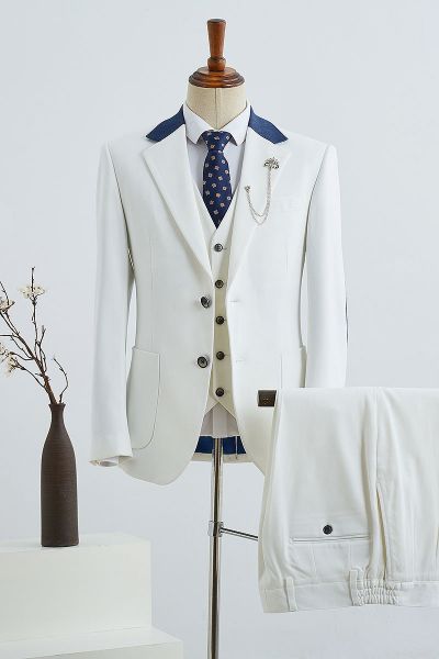 White 3 Pieces Slim Fit Business Suit